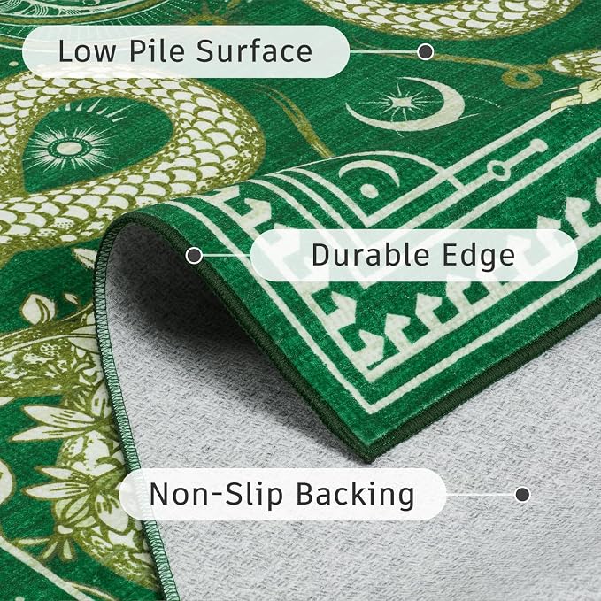 DCX Washable 9x12 Snake Rug, Soft Low Pile Carpet, Kid & Pet Friendly - Image 5
