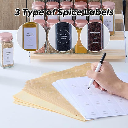 48 Pcs Glass Spice Jars with Labels and Pink Metal Caps, 4oz Empty Spice - Image 3