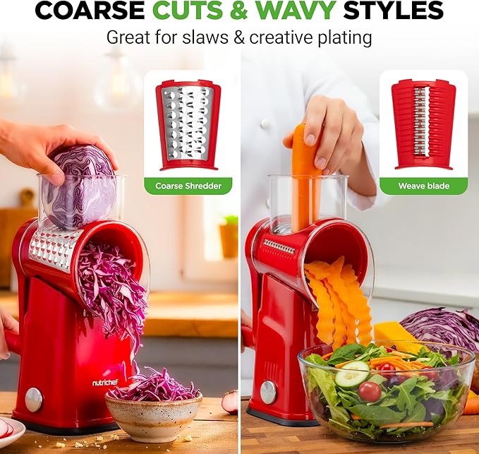 NutriChef 5 in 1 Cheese Grater & Shredder | 5 Different Blades - Image 5