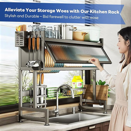 Hdrriozu Over the Sink Dish Drainer Drying Rack 3 Tier Over Sink Dish rack - Image 2