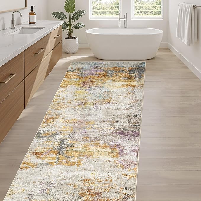 Runner Rug Kitchen Washable Rugs: 2x10 Non-Slip Abstract Soft Modern Stain - Image 5