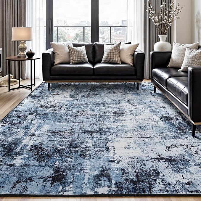 Rugflix 8x12 Area Rugs for Living Room, Washable Large Rug Stain-Resistant Low by RugflixAreaRugs