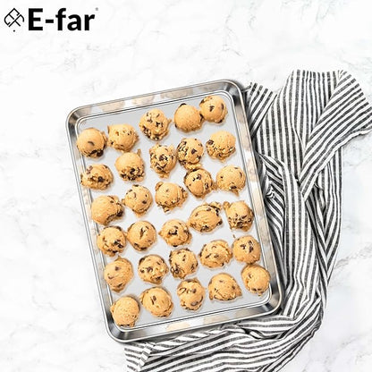 E-far Cookie Sheets Set of 4, 18”x13” Stainless Steel Baking Sheet Pans - Image 7
