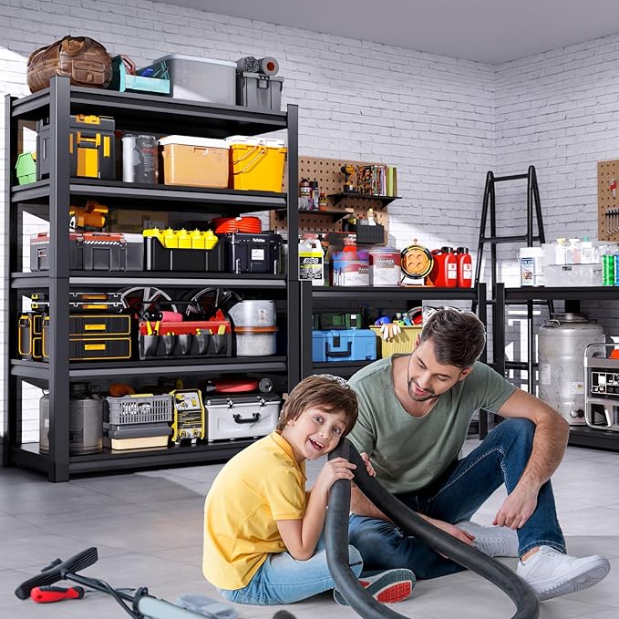 Set of 5 71"H Garage Shelving-2050LBS 5 Tier Storage Shelves, Adjustable Heavy - Image 2