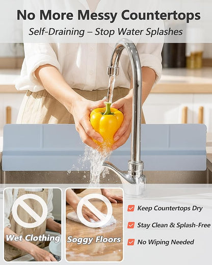 Kitchen Sink Splash Guard 30" 23" 18" Self-Draining Silicone Water Guard - Image 2