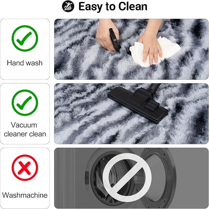 qulint 9x12 Rug for Living Room, Fluffy Zebra Rug for Bedroom Soft Shaggy - Image 6