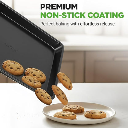 NutriChef Stackable Non-Stick Baking Pan Set – Carbon Steel Bakeware Set w/ - Image 6