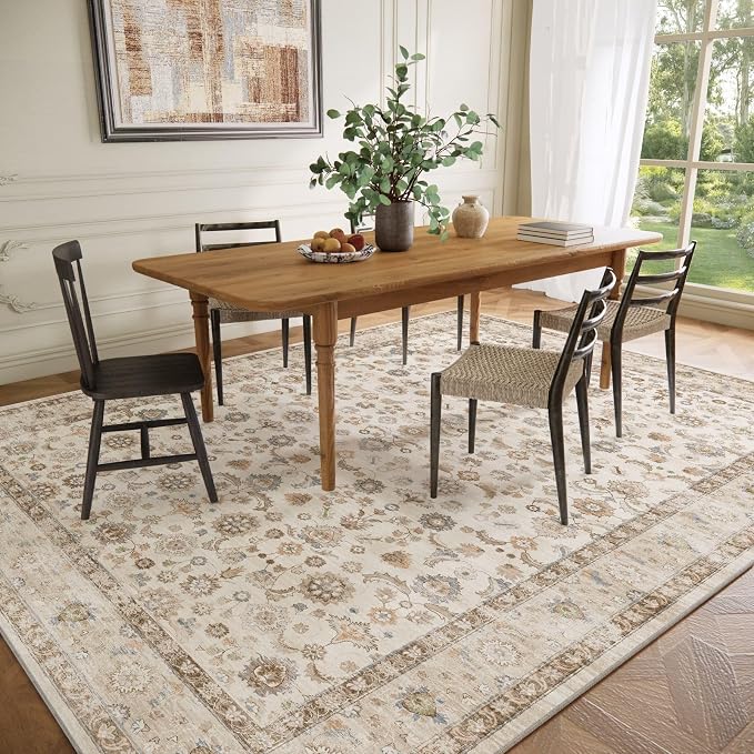 Washable Area Rugs for Living Room: 8x10 Bedroom Rug Boho Vintage Area Rug - Image 5