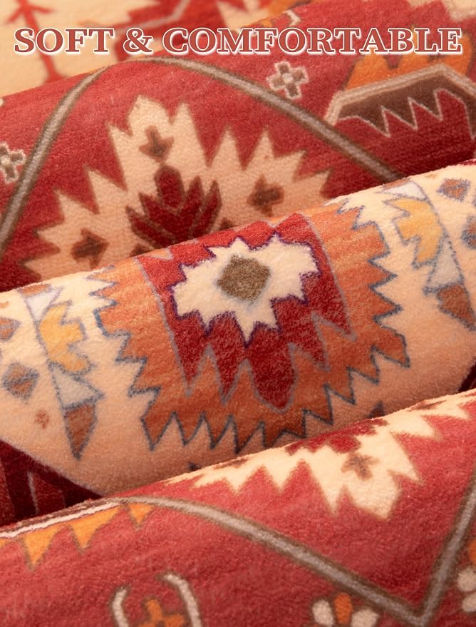 SERISSA Boho Washable Runner Rug, 2x6 Rug Runner Non-Slip Vintage Red Hallway - Image 5