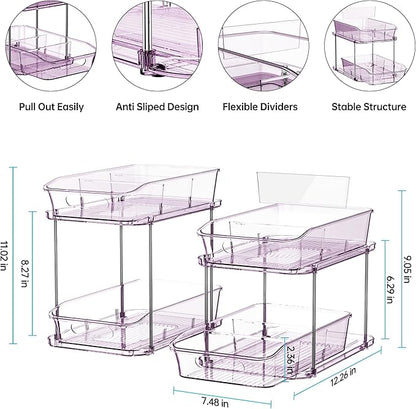 Delamu 2-Tier Under Sink Organizers and Storage, Pull Out Kitchen Pantry - Image 2
