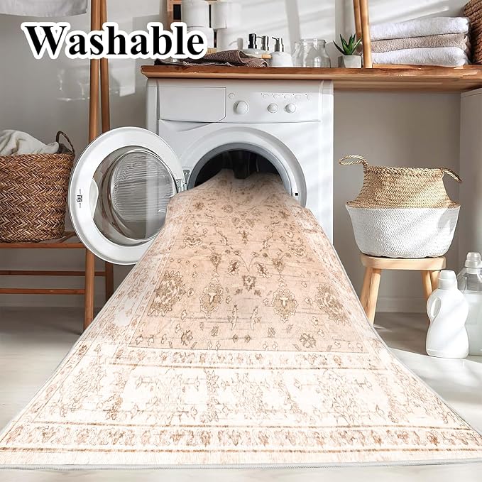 CHAMPLANT 4x6 Vintage Washable Thin Area Rug Tangerine Traditional Floor Cover - Image 3