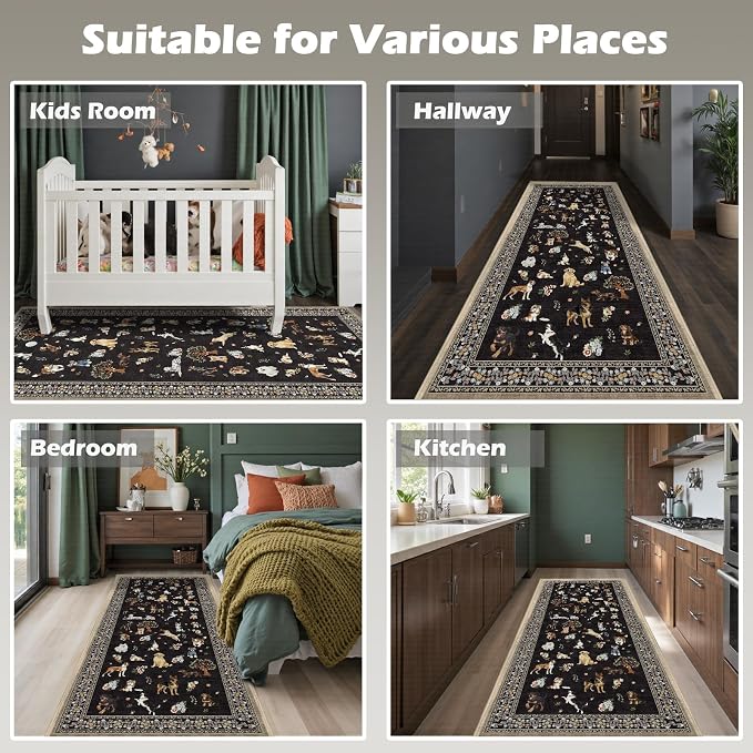 Black Dog Rug Runner for Hallways Kitchen Rug 2x6, Non Slip Washable Rugs - Image 4