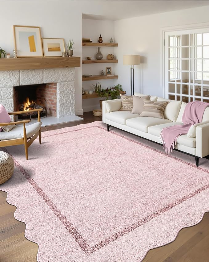 GarveeHome Scalloped Washable Area Rug 4x6 Small Entryway Rug Non Slip Modern - Image 2