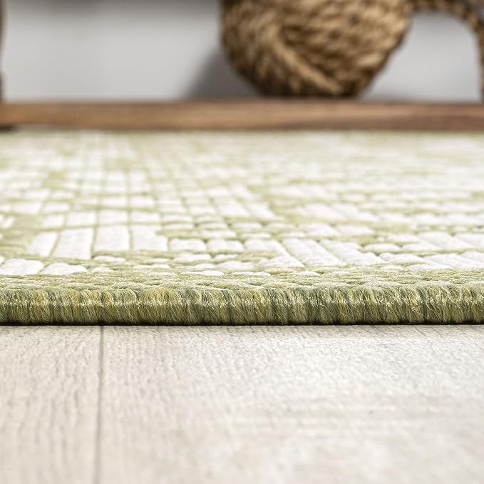 JONATHAN Y Vintage Filigree Indoor Outdoor Area Rug 5X8 Green/Cream, Madrid - Image 7