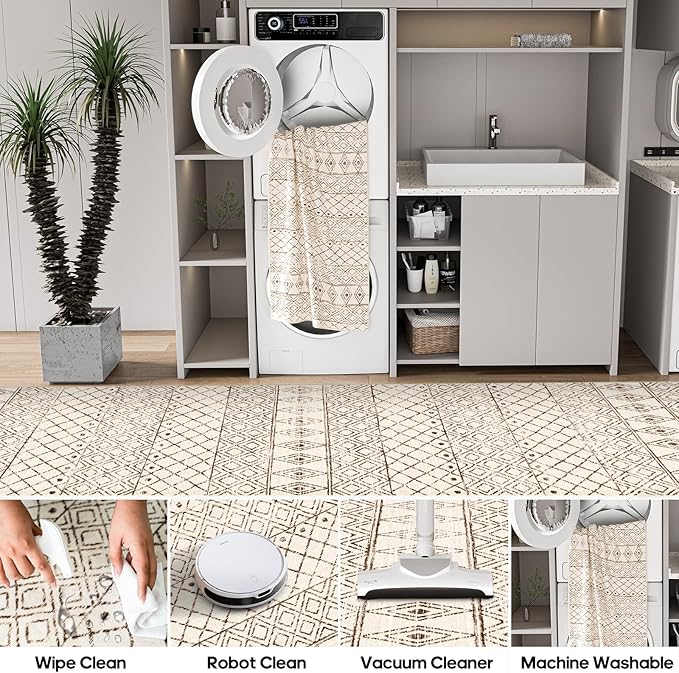 Washable 4x10 Runner Rug Hallway: Non Slip Moroccan Rugs - Image 7