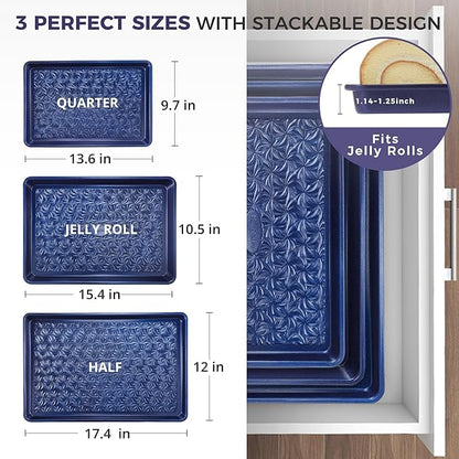 HONGBAKE Nonstick Baking Sheet Pan Set of 3, Cookie Sheets - Image 8
