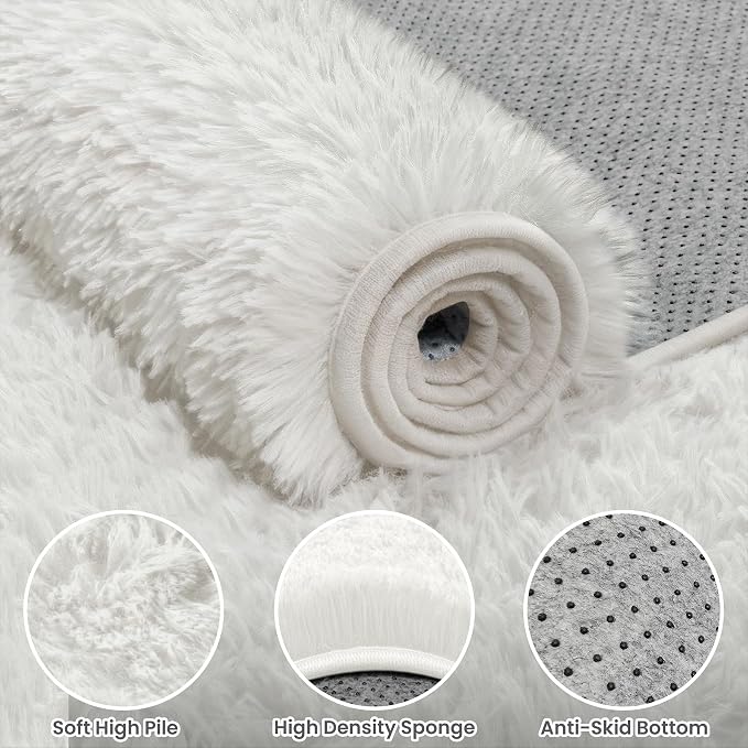 5x7 Area Rug for Living Room, Ultra Soft Fluffy Shag Rugs for Bedroom, Non-Slip - Image 6