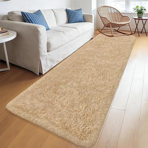 2x8 ft Beige Runner Rugs for Bedroom Living Room, Soft Plush Fluffy Throw Rug by TENNOLA
