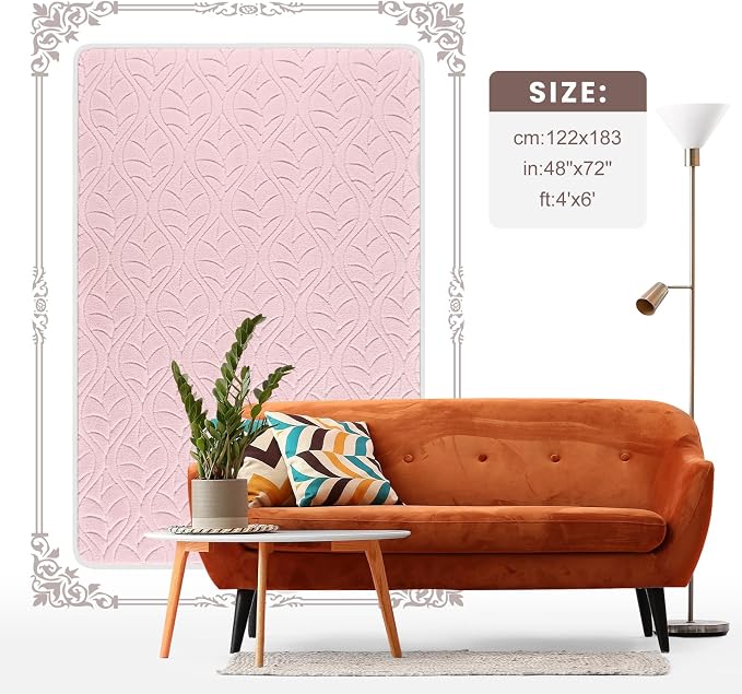 Macgace 4x6 Pink Area Rug, Soft Shag Carpet, Washable Bedroom Nursery Rugs - Image 9