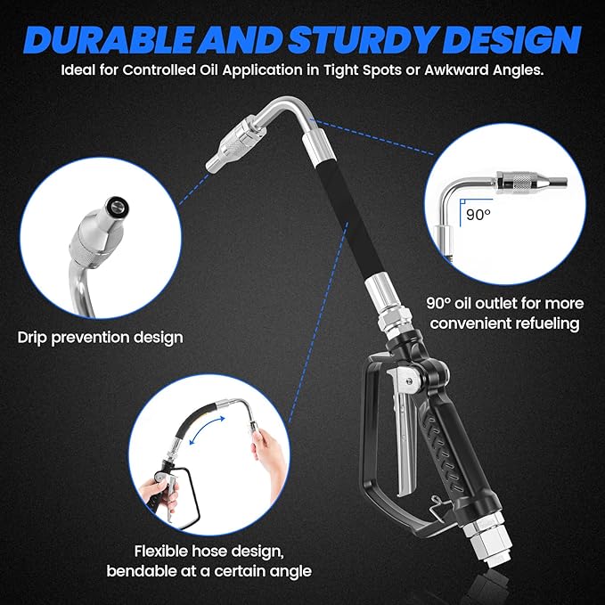Pneumatic Oil Gun Dispenser, Oil Control Valve Nozzle 1/2-Inch NPT Inlet - Image 2