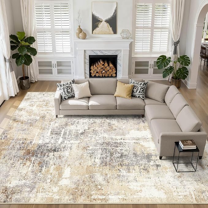 LOONGRUG 10x14 Area Rugs Living Room: Washable Large Abstract Modern Soft Rug by LOONGRUG