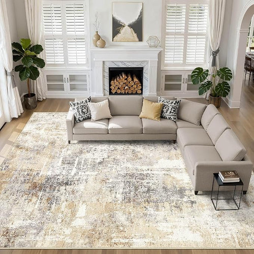 12x18 Rug Living Room: Washable Extra Large Abstract Modern Soft Area Rug Stain by LOONGRUG