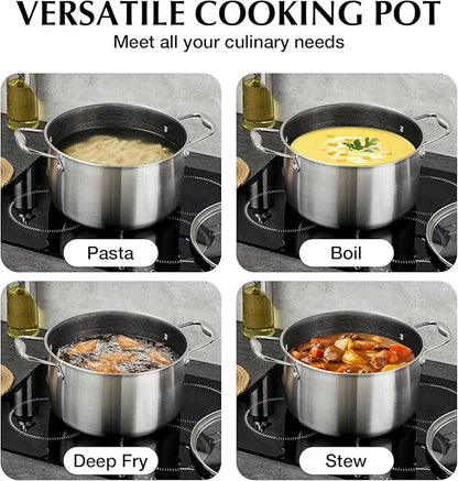 KOCH SYSTEME CS Triply Stainless Steel Pot 6 Quart, Nonstick Hybrid 18/10 - Image 5