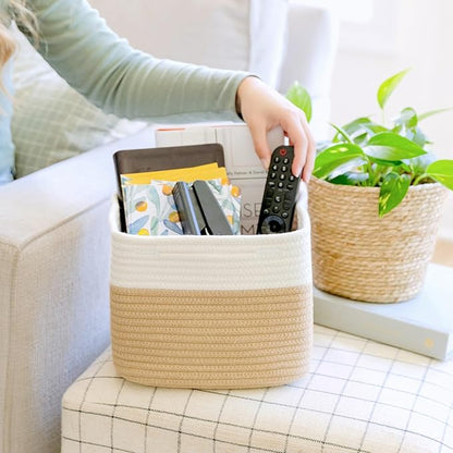 NaturalCozy Storage Cubes 9”x9”x7”Cotton Rope Woven Baskets - Image 8