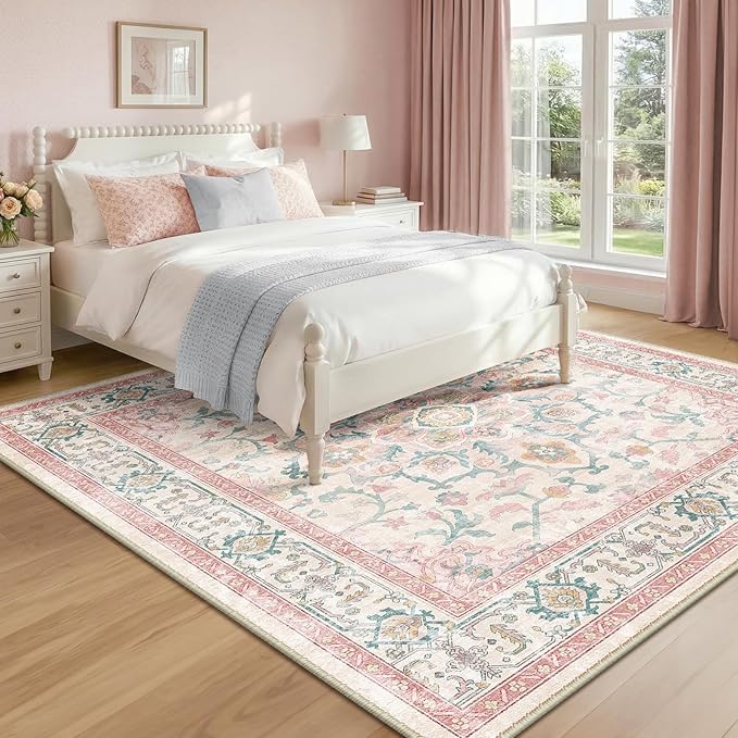 CAPALOCA Machine Washable Rugs Nursery Rug Sq8ft Cute Girl Non Slip Low Pile - Image 3
