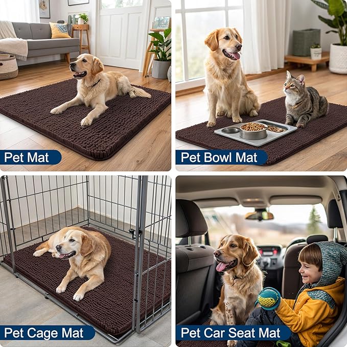 Smiry Dog Door Mat for Muddy Paws 70x32, Absorbent Dirt Trapper, Non-Slip - Image 6
