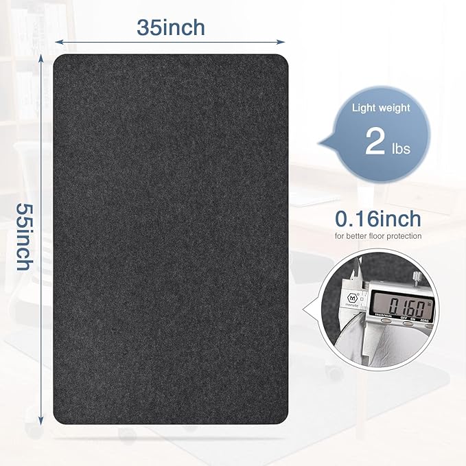 Placoot Desk Chair Mat for Hardwood Floor & Tile 55"x35" Office Chair Mat for - Image 2