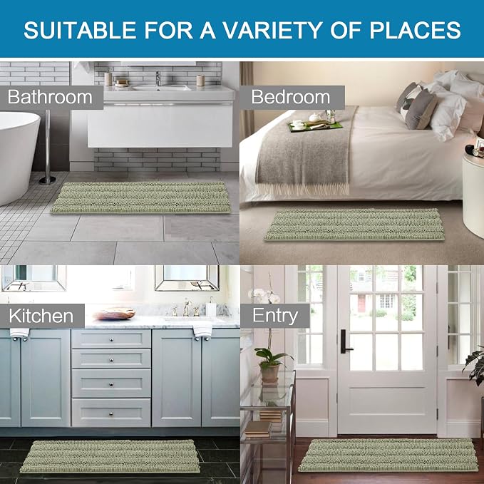 H.VERSAILTEX Bathroom Rug Sets 2 Piece Bath Mats Non Slip Thick Soft Chenille - Image 6
