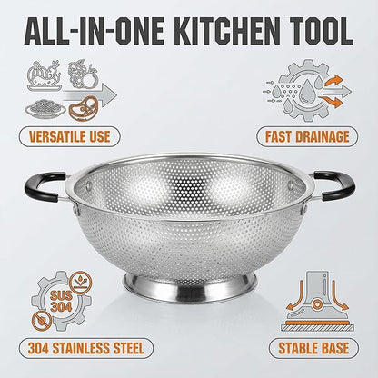 304 Stainless Steel Colander, 3 Quart Micro-Perforated Strainer - Image 4