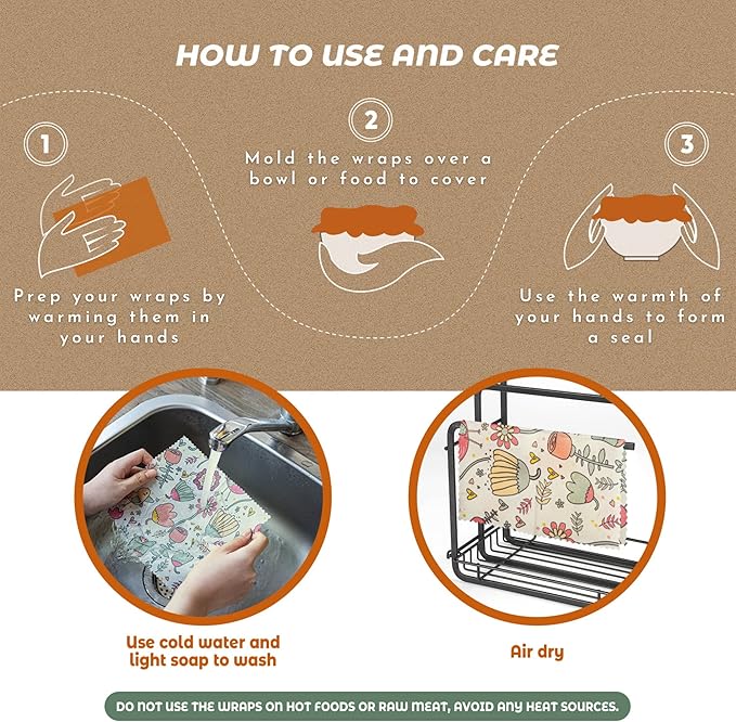 Akeeko Reusable Beeswax Food Wraps - Image 6