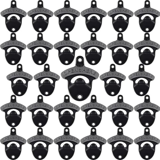 30 Packs Black Bottle Top Opener Wall Mounted Beer Cap Opener Stainless Bulk by Wallmountedbottleopener