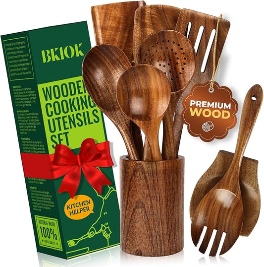 Bkiok Teak Wood Utensil Set, Wooden Utensils set by Bkiok