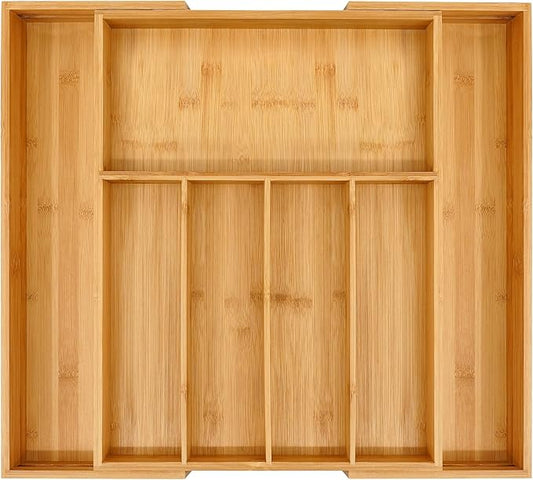 VaeFae Premium Bamboo Drawer Organizer, Expandable Silverware Drawer Organizer by VaeFaeDirect