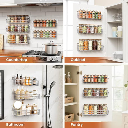 Mystozer 5 Pack Spice Rack Seasoning Organizer Wall Mount, Screw or Adhesive - Image 7