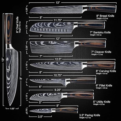 SENKEN 8-piece Premium Japanese Kitchen Knife Set - Image 7