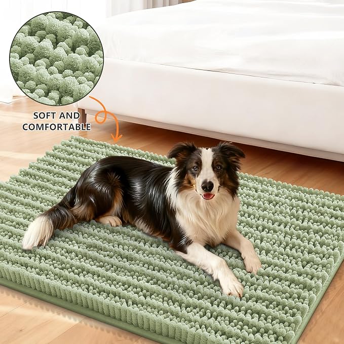 Smiry Dog Door Mat for Muddy Paws 47x32, Absorbent Dirt Trapper, Non-Slip - Image 2