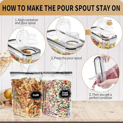 PRAKI Cereal Containers Storage Set, Measuring Cup & Marker - Image 5