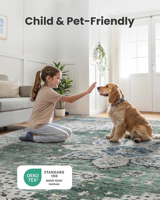 AMADA HOMEFURNISHING 2x3 Washable Area Rug, Low-Profile Entryway Rug - Image 4