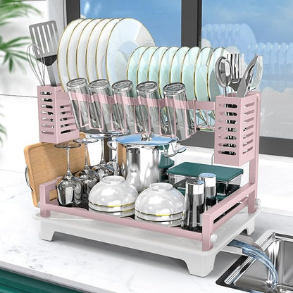 B-Land Dish Drying Rack, 2 Tier Dish Racks by B-Land