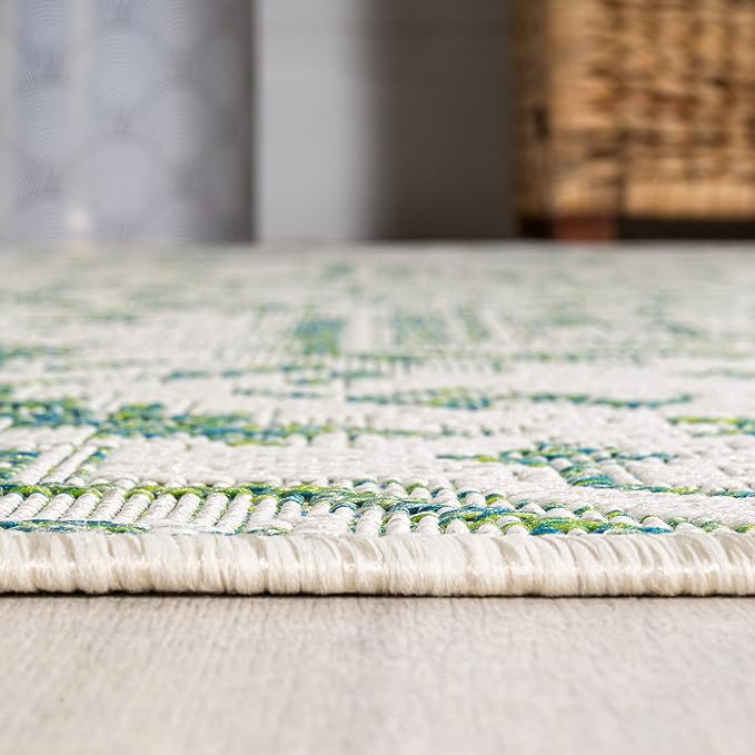 JONATHAN Y Boho Medallion Indoor Outdoor Runner Rug 2X10 Green/Cream, Estrella - Image 6