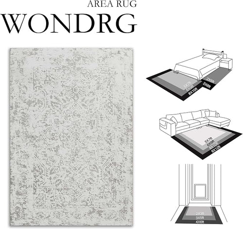 8x10 Fluffy Area Rug Grey Shag Neutral Carpet - Image 2
