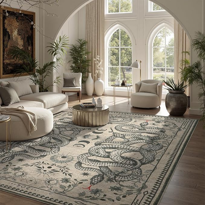 DCX Washable 4x6 Snake Rug, Soft Low Pile Carpet, Kid & Pet Friendly - Image 2