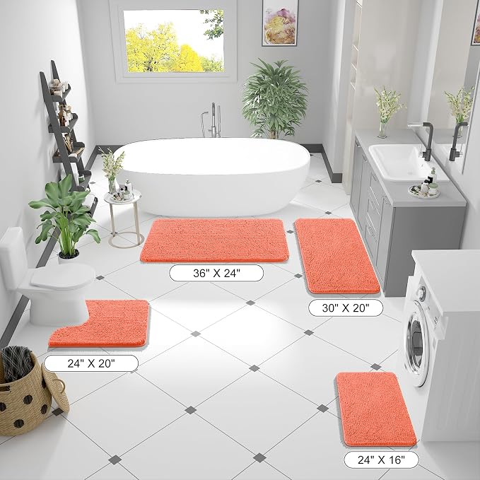 OLANLY Bathroom Rugs 36x24, Extra Soft Absorbent Chenille Bath Rugs, Rubber - Image 2