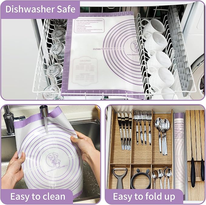 Non Stick Silicone Pastry Mat for Dough Rolling, Extra Large Silicone Baking Mat - Image 6