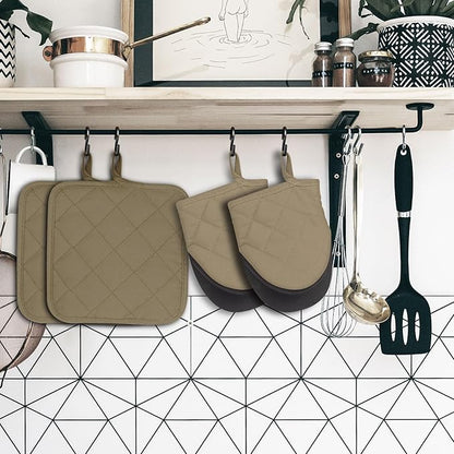 Oven Mitts and Pot Holders Set, Heat Resistant Silicone Kitchen Mini Oven - Image 7