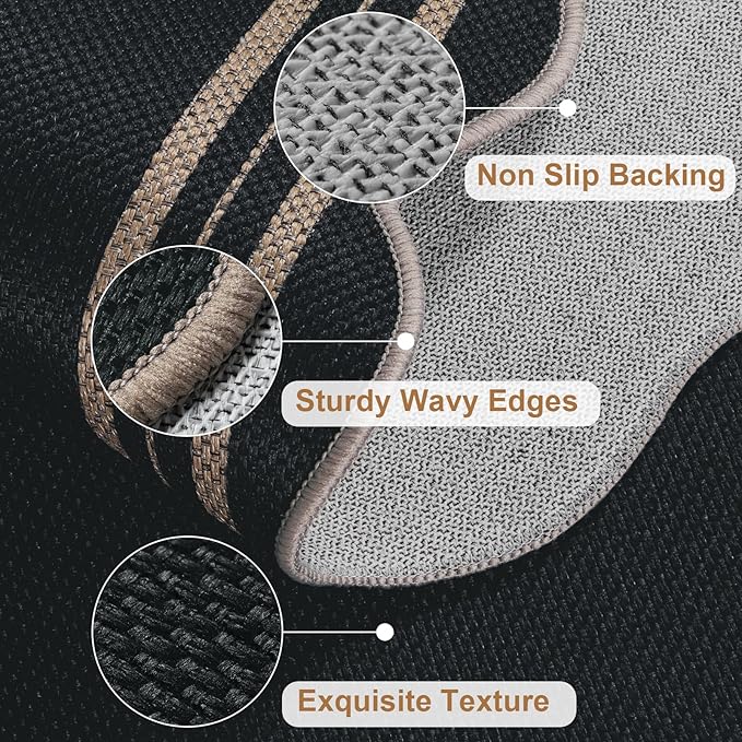 Easy Jute Black Kitchen Rug, 2x3 Front Door Mat Washable Non Slip Small - Image 4